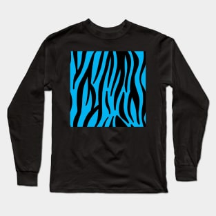 Blue Zebra Print Long Sleeve T-Shirt